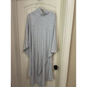 Lou & Grey Signature Soft Pullover Poncho Women SIZE M Gray Funnel Neck NWT